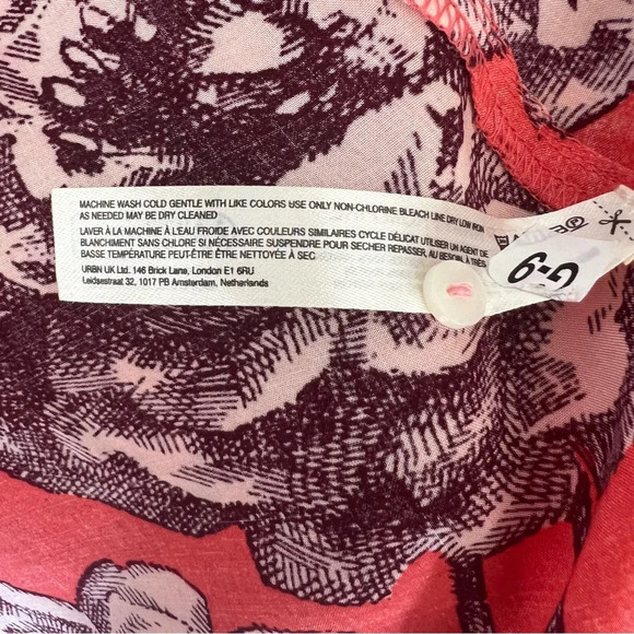 NWT by Anthropologie Puff Sleeve Smocked Midi Long Dress Coral Floral - Picture 10 of 10